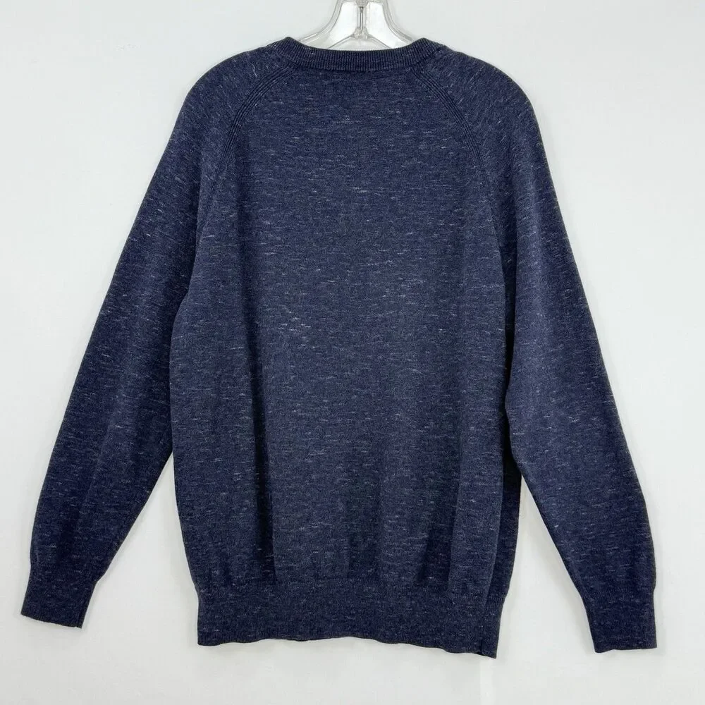 Porter & Ash Henley Sweater Mens Size M Blue Long Sleeve Casual Preppy